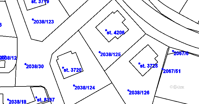 Parcela st. 2038/125 v KÚ Havlíčkův Brod, Katastrální mapa