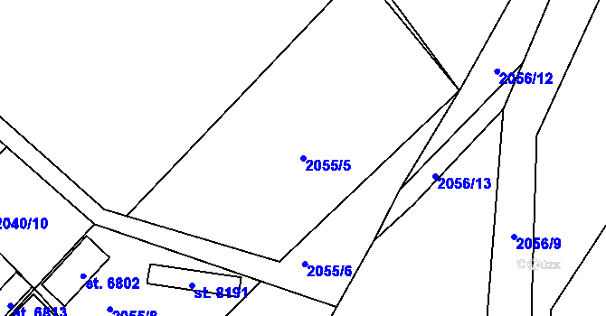 Parcela st. 2055/5 v KÚ Havlíčkův Brod, Katastrální mapa