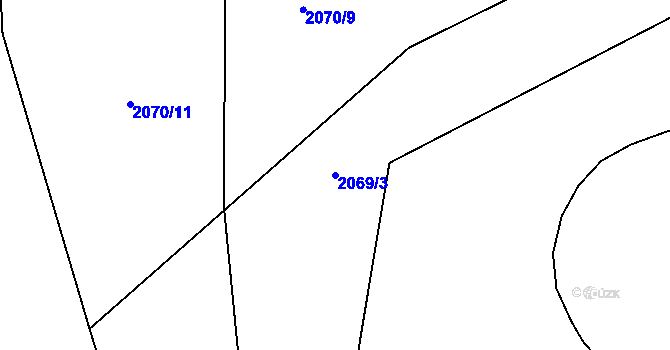 Parcela st. 2069/3 v KÚ Havlíčkův Brod, Katastrální mapa