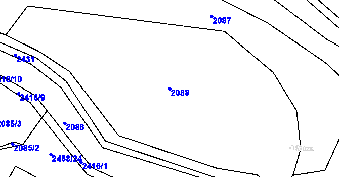 Parcela st. 2088 v KÚ Havlíčkův Brod, Katastrální mapa
