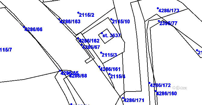 Parcela st. 2115/3 v KÚ Havlíčkův Brod, Katastrální mapa