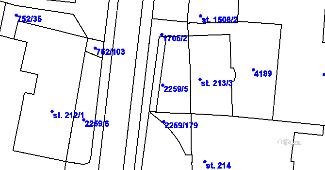 Parcela st. 2259/5 v KÚ Havlíčkův Brod, Katastrální mapa
