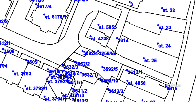 Parcela st. 2259/59 v KÚ Havlíčkův Brod, Katastrální mapa