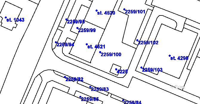 Parcela st. 2259/100 v KÚ Havlíčkův Brod, Katastrální mapa