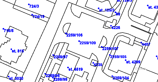 Parcela st. 2259/109 v KÚ Havlíčkův Brod, Katastrální mapa