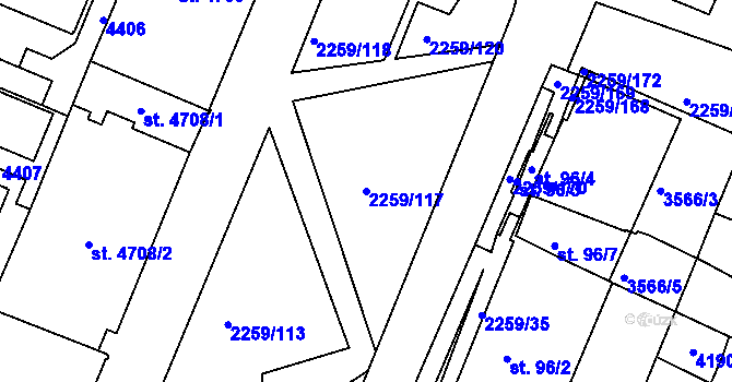 Parcela st. 2259/117 v KÚ Havlíčkův Brod, Katastrální mapa