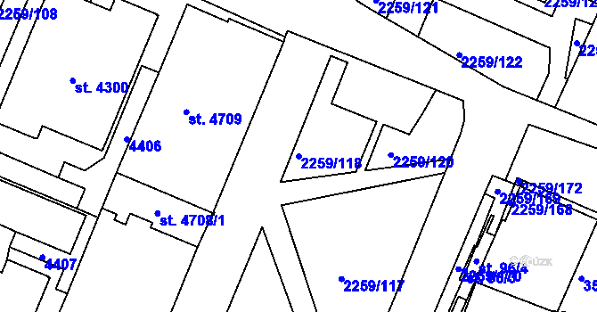 Parcela st. 2259/118 v KÚ Havlíčkův Brod, Katastrální mapa