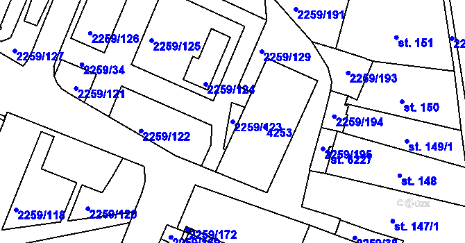 Parcela st. 2259/123 v KÚ Havlíčkův Brod, Katastrální mapa