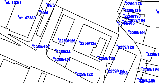 Parcela st. 2259/125 v KÚ Havlíčkův Brod, Katastrální mapa