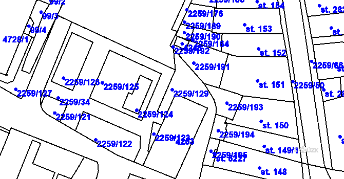Parcela st. 2259/129 v KÚ Havlíčkův Brod, Katastrální mapa