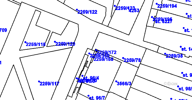 Parcela st. 2259/172 v KÚ Havlíčkův Brod, Katastrální mapa