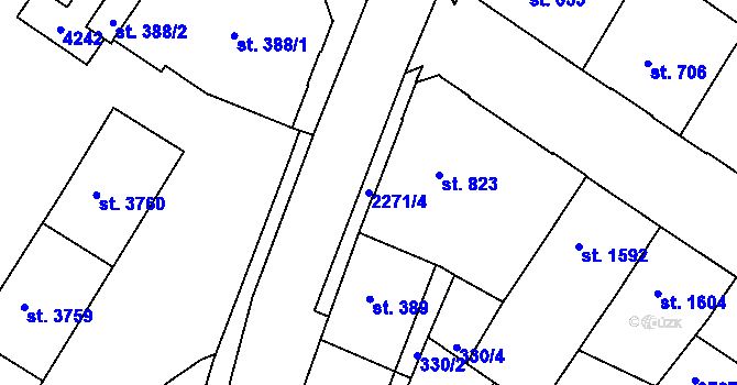 Parcela st. 2271/4 v KÚ Havlíčkův Brod, Katastrální mapa