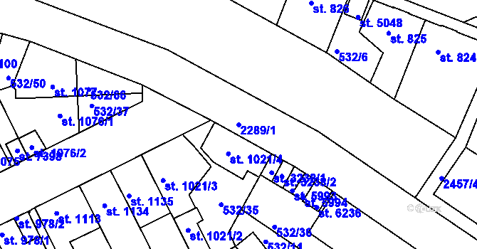 Parcela st. 2289/1 v KÚ Havlíčkův Brod, Katastrální mapa