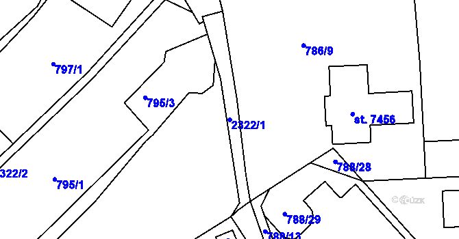 Parcela st. 2322/1 v KÚ Havlíčkův Brod, Katastrální mapa