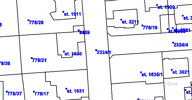 Parcela st. 2324/1 v KÚ Havlíčkův Brod, Katastrální mapa