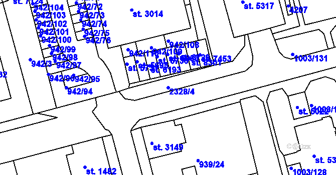 Parcela st. 2328/4 v KÚ Havlíčkův Brod, Katastrální mapa