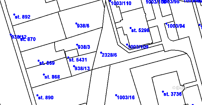 Parcela st. 2328/6 v KÚ Havlíčkův Brod, Katastrální mapa