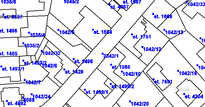 Parcela st. 2342/1 v KÚ Havlíčkův Brod, Katastrální mapa