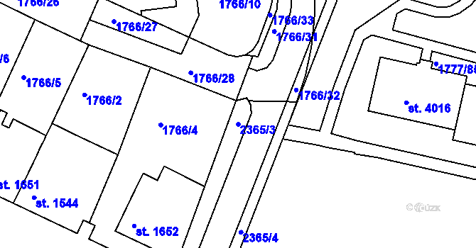 Parcela st. 2365/3 v KÚ Havlíčkův Brod, Katastrální mapa
