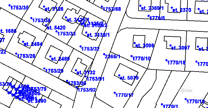 Parcela st. 2366/1 v KÚ Havlíčkův Brod, Katastrální mapa