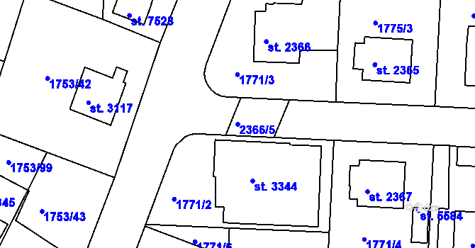Parcela st. 2366/5 v KÚ Havlíčkův Brod, Katastrální mapa