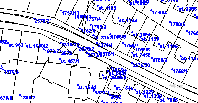 Parcela st. 2376/1 v KÚ Havlíčkův Brod, Katastrální mapa