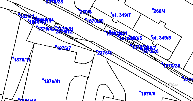 Parcela st. 2376/3 v KÚ Havlíčkův Brod, Katastrální mapa