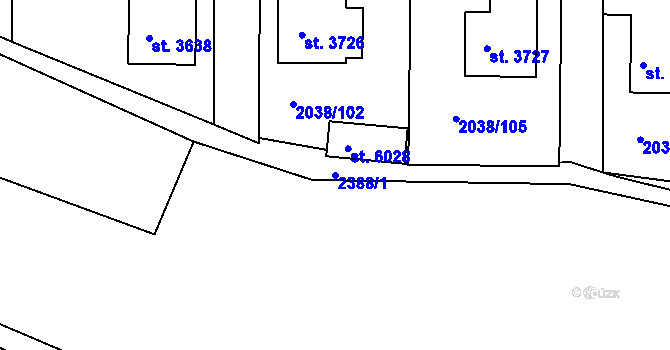 Parcela st. 2388/1 v KÚ Havlíčkův Brod, Katastrální mapa