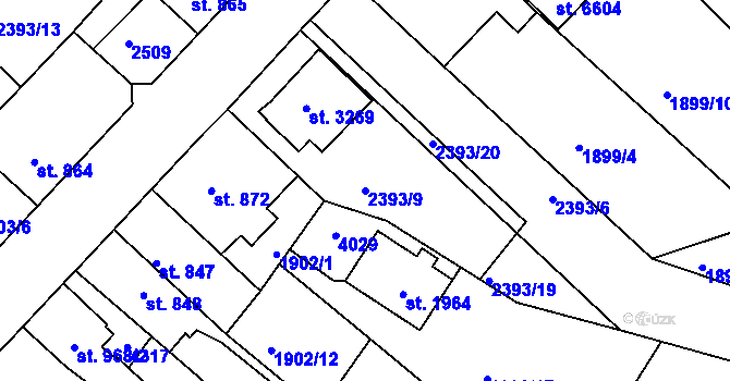 Parcela st. 2393/9 v KÚ Havlíčkův Brod, Katastrální mapa