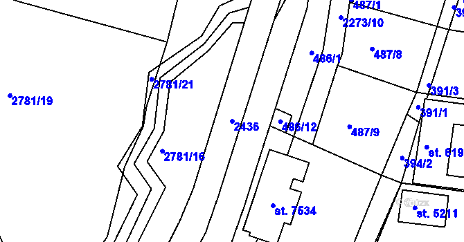 Parcela st. 2436 v KÚ Havlíčkův Brod, Katastrální mapa