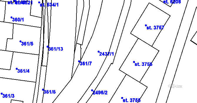 Parcela st. 2437/1 v KÚ Havlíčkův Brod, Katastrální mapa