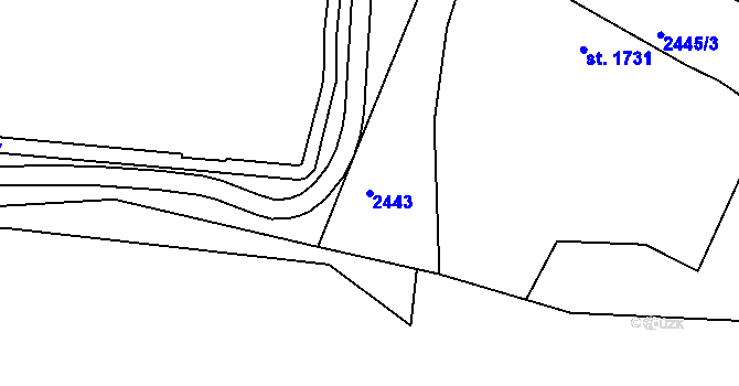 Parcela st. 2443 v KÚ Havlíčkův Brod, Katastrální mapa