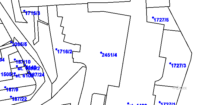 Parcela st. 2451/4 v KÚ Havlíčkův Brod, Katastrální mapa