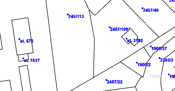 Parcela st. 2457/13 v KÚ Havlíčkův Brod, Katastrální mapa