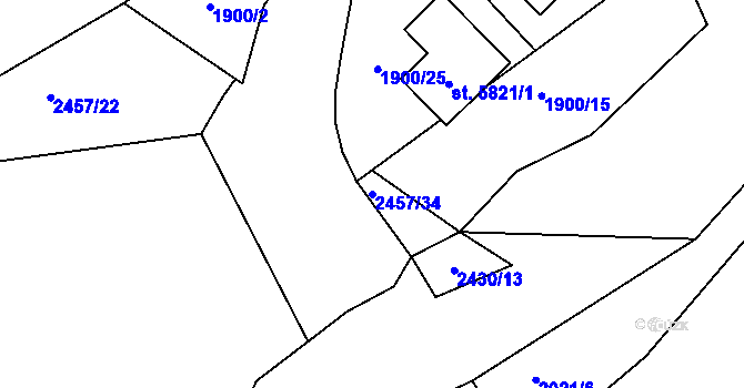 Parcela st. 2457/34 v KÚ Havlíčkův Brod, Katastrální mapa