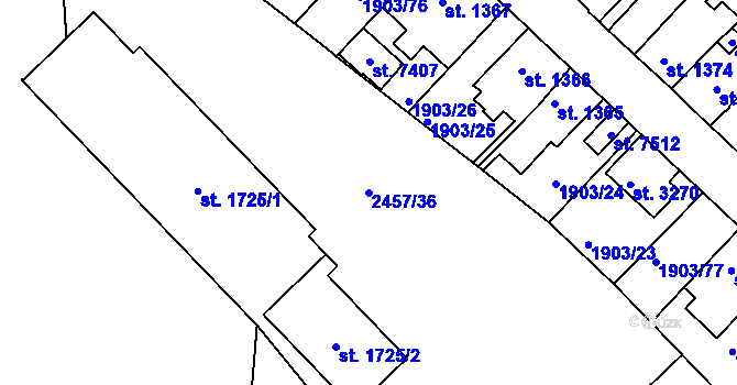 Parcela st. 2457/36 v KÚ Havlíčkův Brod, Katastrální mapa