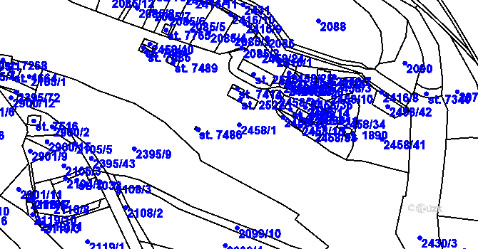 Parcela st. 2458/1 v KÚ Havlíčkův Brod, Katastrální mapa