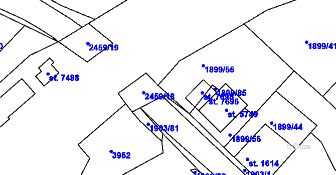 Parcela st. 2459/14 v KÚ Havlíčkův Brod, Katastrální mapa