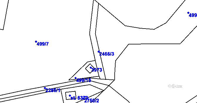 Parcela st. 2466/3 v KÚ Havlíčkův Brod, Katastrální mapa