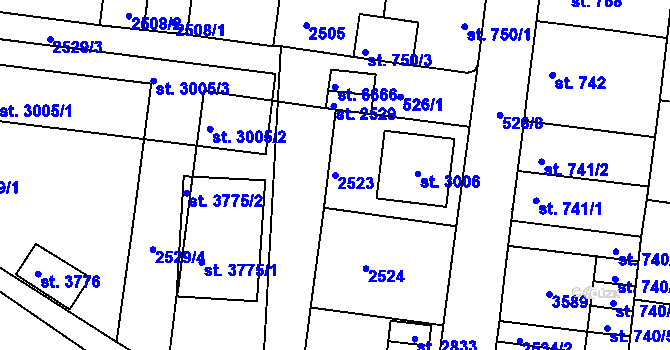 Parcela st. 2523 v KÚ Havlíčkův Brod, Katastrální mapa