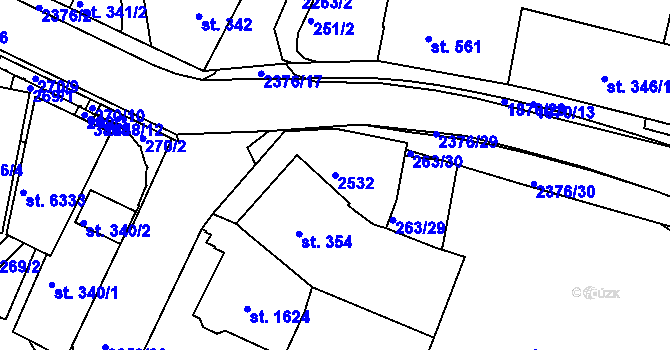 Parcela st. 2532 v KÚ Havlíčkův Brod, Katastrální mapa
