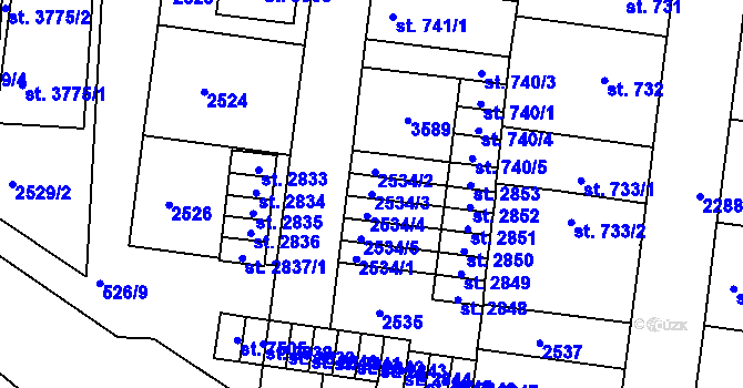 Parcela st. 2534/3 v KÚ Havlíčkův Brod, Katastrální mapa