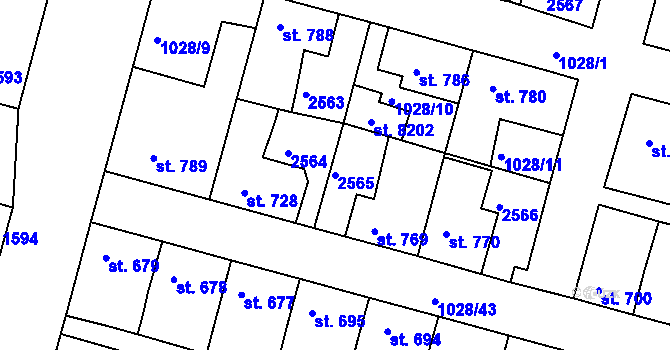 Parcela st. 2565 v KÚ Havlíčkův Brod, Katastrální mapa