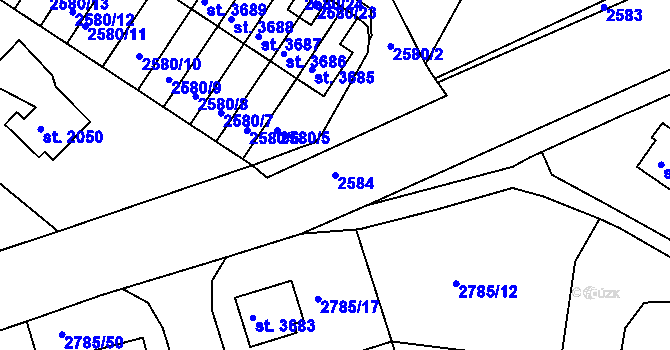 Parcela st. 2584 v KÚ Havlíčkův Brod, Katastrální mapa