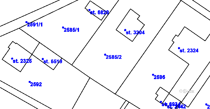 Parcela st. 2585/2 v KÚ Havlíčkův Brod, Katastrální mapa