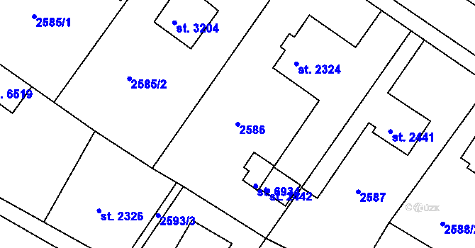 Parcela st. 2586 v KÚ Havlíčkův Brod, Katastrální mapa