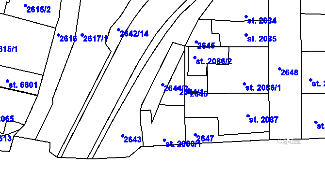 Parcela st. 2644/2 v KÚ Havlíčkův Brod, Katastrální mapa