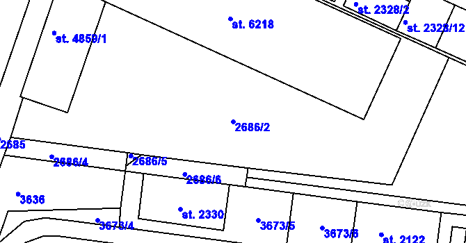 Parcela st. 2686/2 v KÚ Havlíčkův Brod, Katastrální mapa