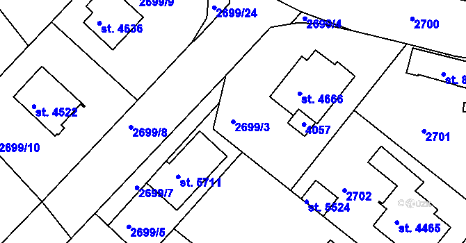 Parcela st. 2699/3 v KÚ Havlíčkův Brod, Katastrální mapa
