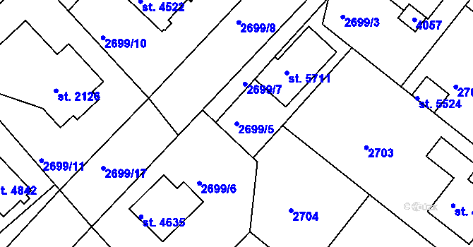 Parcela st. 2699/5 v KÚ Havlíčkův Brod, Katastrální mapa